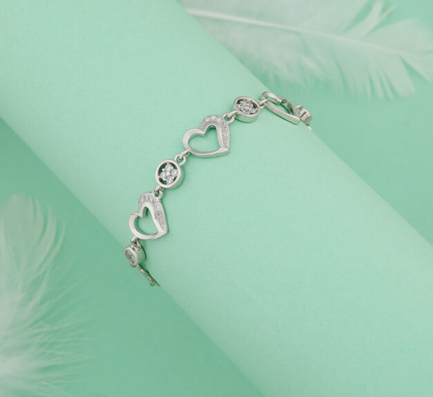 Sterling Silver Adjustable Bracelet – Heart, Infinity & Cubic Zirconia Accents